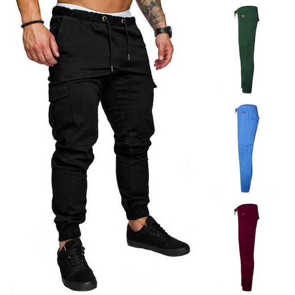 Men Casual Pants Male Multi-Pocket Sweatpants